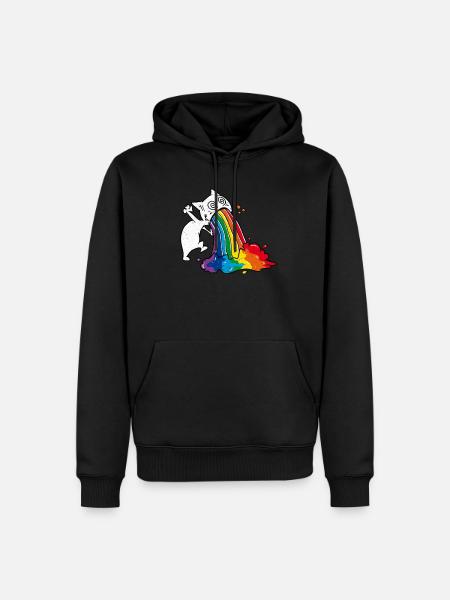 Funny Cat Vomiting Rainbow Gift T-Shirt - Männer Premium Bio Hoodie - Schwarz