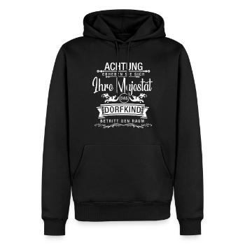 Attention augmenter la chemise de l'enfant du village - Sweat à capuche Premium bio Homme - noir - Devant - Nico (187cm)