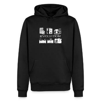 Camera Evolution - photography photographer gift - Men’s Premium Organic Hoodie - black - Front - Nico (187cm)