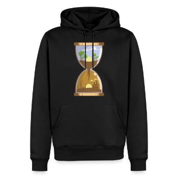 Hourglass / Pollution / Conservation - Men’s Premium Organic Hoodie - black - Front - Nico (187cm)