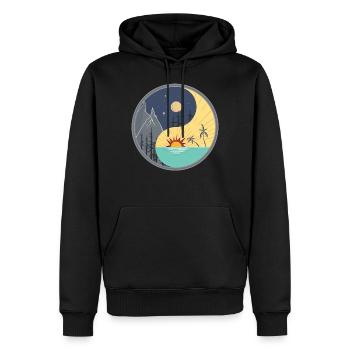 Yin Yang / jour et nuit - Sweat à capuche Premium bio Homme - noir - Devant - Nico (187cm)