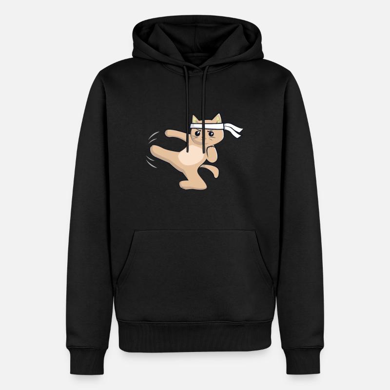 Karate Katze / Kampfkunst - Männer Premium Bio Hoodie - Schwarz