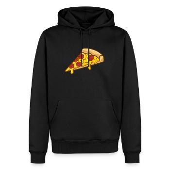 Pizza Slice - Cadeau familial drôle - Sweat à capuche Premium bio Homme - noir - Devant - Nico (187cm)