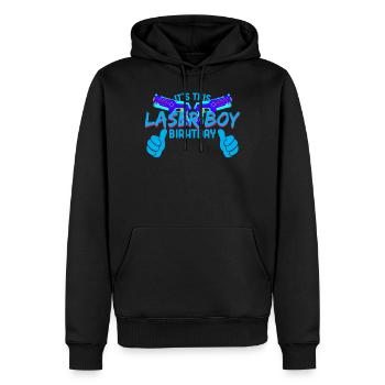 Lasertag - C'est l'anniversaire de ce garçon laser - Sweat à capuche Premium bio Homme - noir - Devant - Nico (187cm)