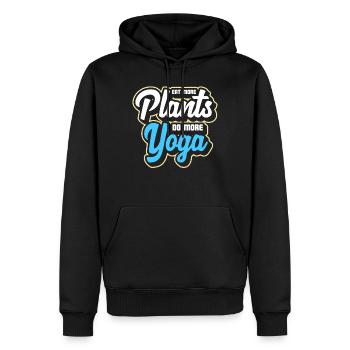 Yoga Sport Mouvement plante saine - Sweat à capuche Premium bio Homme - noir - Devant - Nico (187cm)