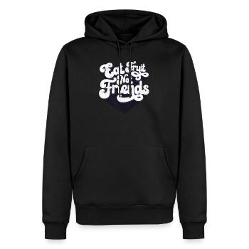 Mangez des fruits pas des amis - Sweat à capuche Premium bio Homme - noir - Devant - Nico (187cm)