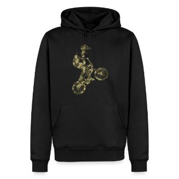 BMX Tarnung grün - Männer Premium Bio Hoodie - Schwarz - Vorne - Nico (187cm)