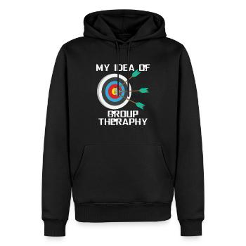 Tir à l'arc - Sweat à capuche Premium bio Homme - noir - Devant - Nico (187cm)