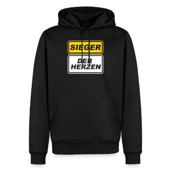 Sieger der Herzen schlechte Verlierer Fußball - Männer Premium Bio Hoodie - Schwarz - Vorne - Nico (187cm)