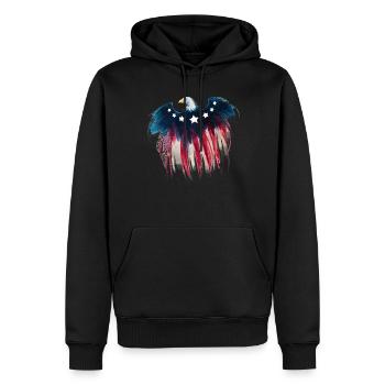4. Juli Amerikanischer Flaggenadler - Männer Premium Bio Hoodie - Schwarz - Vorne - Nico (187cm)