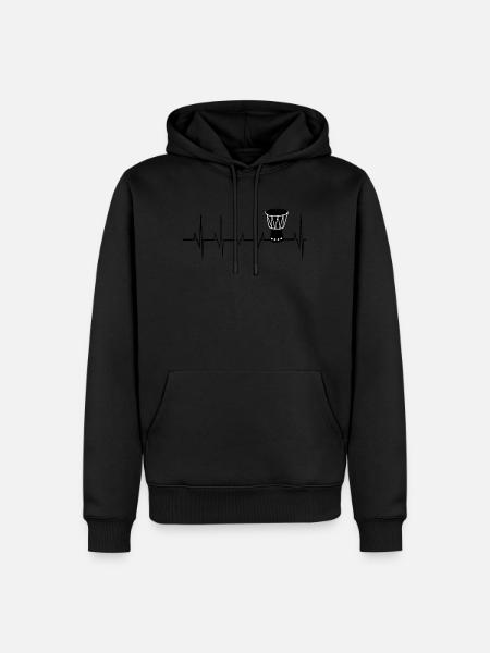 Heartbeat Djembe - Men’s Premium Organic Hoodie - black