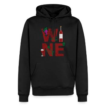 WINE / WEIN - Männer Premium Bio Hoodie - Schwarz - Vorne - Nico (187cm)
