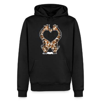Giraffen-Liebes-Hemd - Männer Premium Bio Hoodie - Schwarz - Vorne - Nico (187cm)