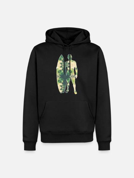 Polygone surfeur vert - Sweat à capuche Premium bio Homme - noir