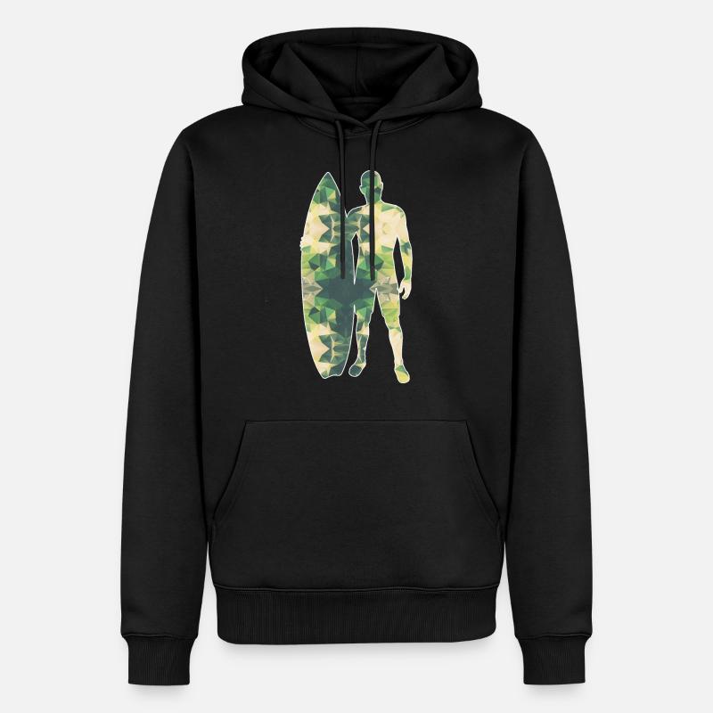 Polygone surfeur vert - Sweat à capuche Premium bio Homme - noir
