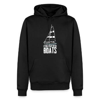 Je joue toujours avec des bateaux cadeau - Sweat à capuche Premium bio Homme - noir - Devant - Nico (187cm)