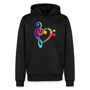 Notenschlüssel Bassschlüssel Shirt Musik Musiker - Männer Premium Bio Hoodie - Schwarz - Vorne - Nico (187cm)