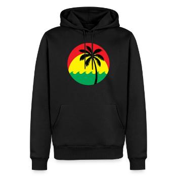 Logo Reggae - Sweat à capuche Premium bio Homme - noir - Devant - Nico (187cm)