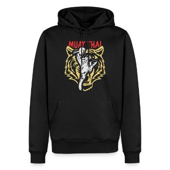 Muay Thai Boxe thaïlandaise - Sweat à capuche Premium bio Homme - noir - Devant - Nico (187cm)