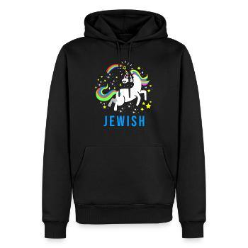 Jewish Jew Jewnicorn Unicorn Judaism Hebrew Israel - Men’s Premium Organic Hoodie - black - Front - Nico (187cm)