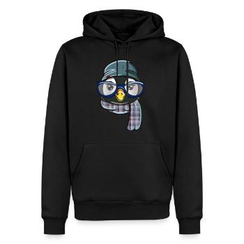 Hipster penguin - Men’s Premium Organic Hoodie - black - Front - Nico (187cm)