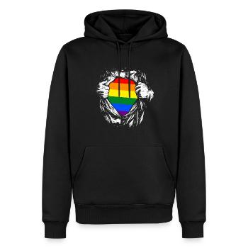 Supergay Gay Pride LGBT LGBTQ Q Queer cadeau - Sweat à capuche Premium bio Homme - noir - Devant - Nico (187cm)