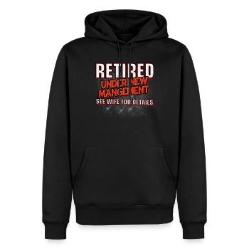 Retired New Management Retirement - Männer Premium Bio Hoodie - Schwarz - Vorne - Nico (187cm)