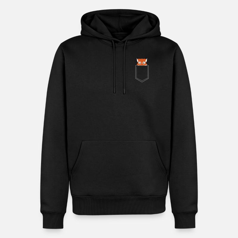 Fuchs Pocket - Männer Premium Bio Hoodie - Schwarz