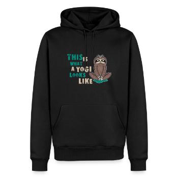 Pilates - Sweat à capuche Premium bio Homme - noir - Devant - Nico (187cm)
