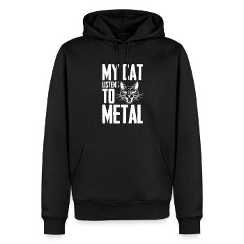 metal chat musique drôle humour heavy hard rock - Sweat à capuche Premium bio Homme - noir - Devant - Nico (187cm)