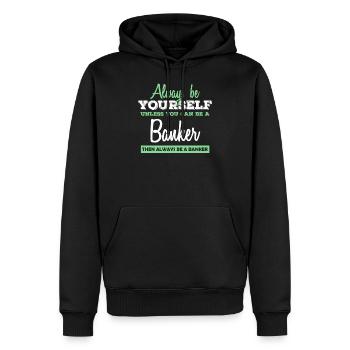 Banker Bankier Bankkaufmann Bank Geschenkidee - Männer Premium Bio Hoodie - Schwarz - Vorne - Nico (187cm)