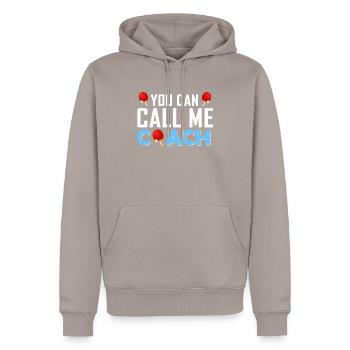 Entraîneur Tennis de Table Joueur Coach Cadeau - Sweat à capuche Premium bio Homme - taupe - Devant - Nico (187cm)