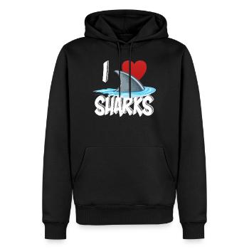 J'aime les requins semaine mignonne de nouveauté de l'idée de cadeau de requin pour Shark Lovers Graphic Shark Fin - Sweat à capuche Premium bio Homme - noir - Devant - Nico (187cm)