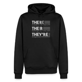 Professeur d'anglais Grammaire Il y a ils Ils - Sweat à capuche Premium bio Homme - noir - Devant - Nico (187cm)