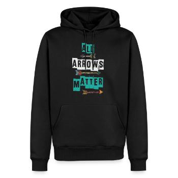 Pfeil - Männer Premium Bio Hoodie - Schwarz - Vorne - Nico (187cm)