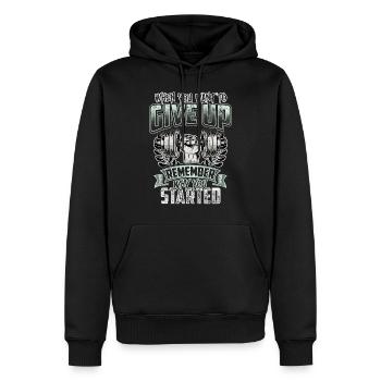 Quand vous voulez abandonner Rappelez-vous pourquoi vous avez commencé - Sweat à capuche Premium bio Homme - noir - Devant - Nico (187cm)