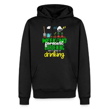 Wochenend-Vorhersage Gartenarbeit mit einer Chance zu trinken - Männer Premium Bio Hoodie - Schwarz - Vorne - Nico (187cm)