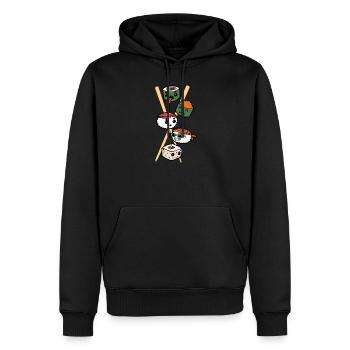 Sushi asiatique alimentaire Fast Foodie Foodie baguettes - Sweat à capuche Premium bio Homme - noir - Devant - Nico (187cm)