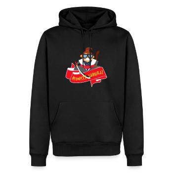 Affe Samurai Schwert Tier Zoo Kämpfen Geschenkidee - Männer Premium Bio Hoodie - Schwarz - Vorne - Nico (187cm)