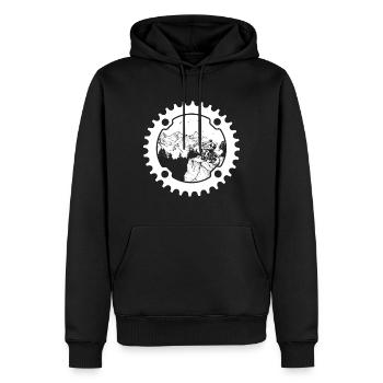 Biker en pignon (fond foncé) - Sweat à capuche Premium bio Homme - noir - Devant - Nico (187cm)