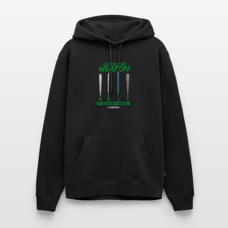Cool Programmer Shirt Choose Your Weapon C++ Java Männer Premium Bio Hoodie