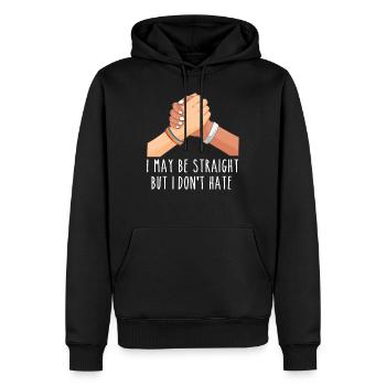 Je peux être droit mais je ne déteste pas - Sweat à capuche Premium bio Homme - noir - Devant - Nico (187cm)