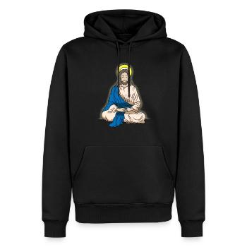 Meditation Jesus Christus Kreuz Geschenk - Männer Premium Bio Hoodie - Schwarz - Vorne - Nico (187cm)