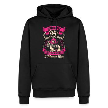Pompier femme pompier mariage cadeau héros - Sweat à capuche Premium bio Homme - noir - Devant - Nico (187cm)