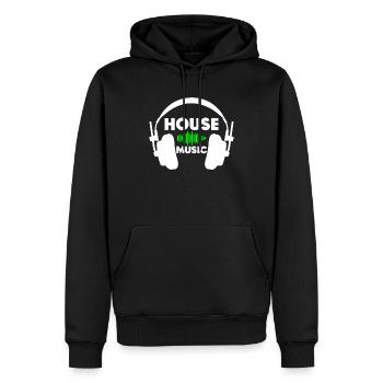 House Music - Männer Premium Bio Hoodie - Schwarz - Vorne - Nico (187cm)