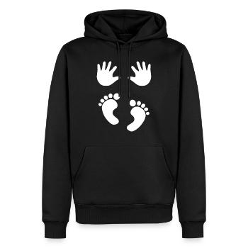 Grossesse/pieds de bébé/mains - Sweat à capuche Premium bio Homme - noir - Devant - Nico (187cm)