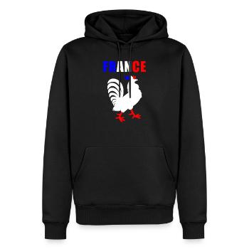 France Soccer Maillot Français Rooster - Sweat à capuche Premium bio Homme - noir - Devant - Nico (187cm)