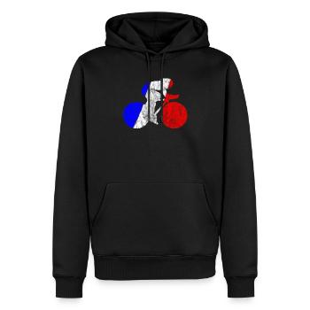 Cyclisme course à vélo France drapeau cycliste - Sweat à capuche Premium bio Homme - noir - Devant - Nico (187cm)