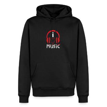 I Love Music - Männer Premium Bio Hoodie - Schwarz - Vorne - Nico (187cm)