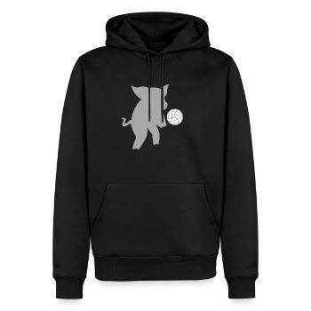 Pig plays volleyball - Men’s Premium Organic Hoodie - black - Front - Nico (187cm)